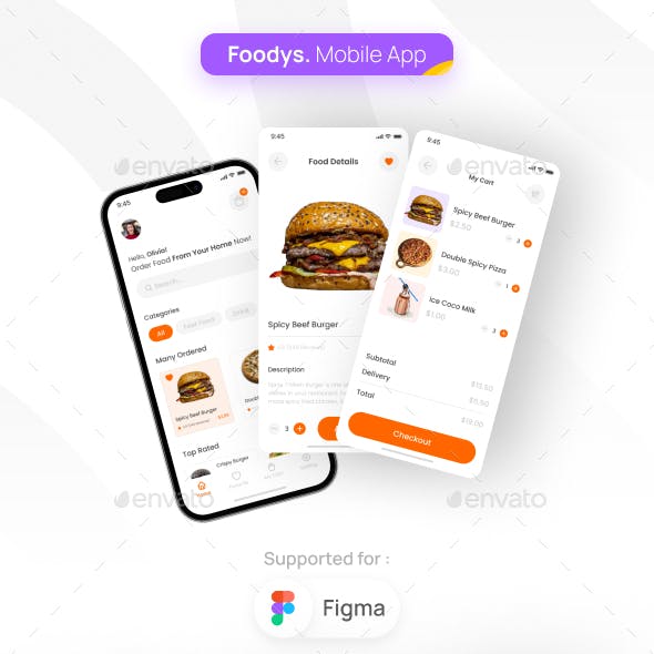 Foodys - Food Delivery Mobile App UI Kit