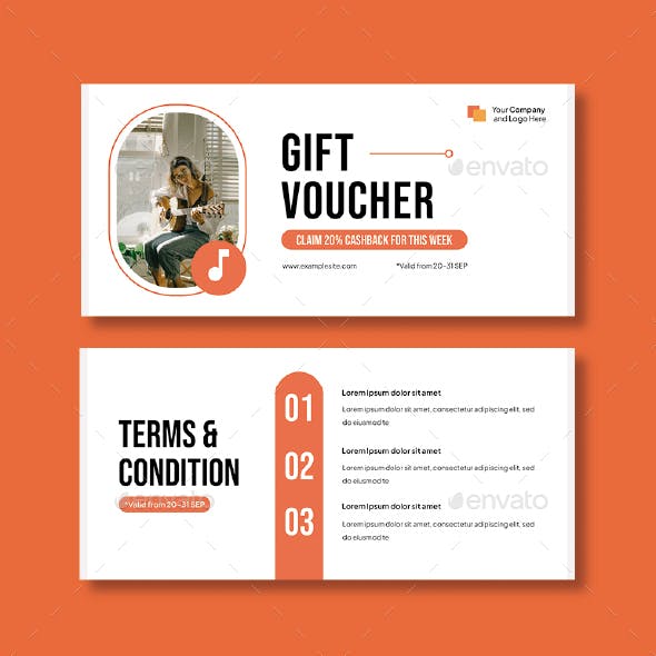 Simple White Orange Voucher